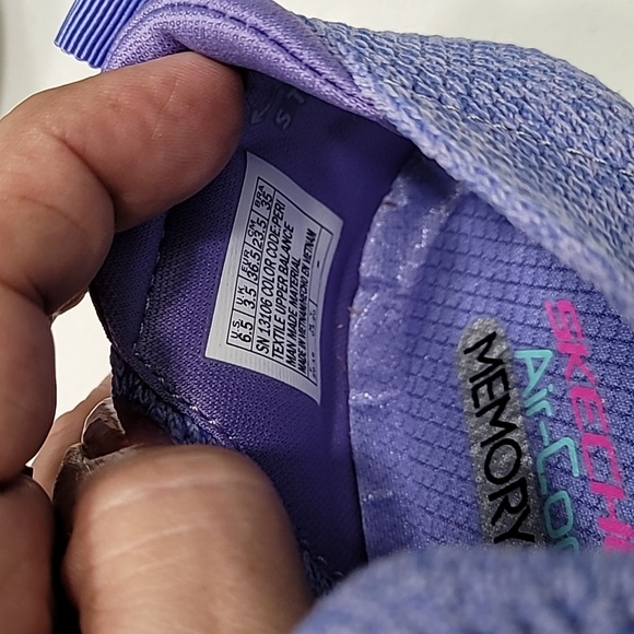 Skechers Periwinkle and White Slip-On Sneakers with Breathable Knit - Picture 4 of 5